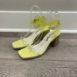 Free People Block Heel Sandal Womens 36 Yellow Natal Transparent NEW - Picture 1 of 8