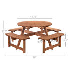 8 Seater Round Wooden Pub Bench & Picnic Table Garden Chair Dining Table Set