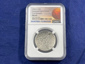 2020-D Basketball Hall of Fame Half Dollar NGC MS69 50c First Releases Commem. - Picture 1 of 4