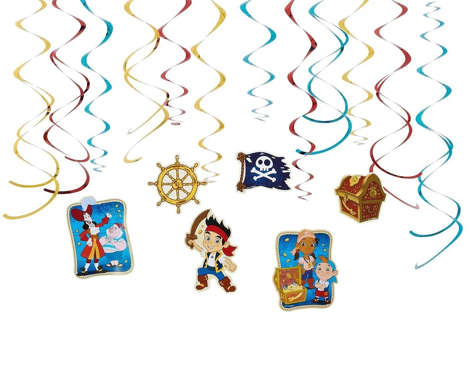 12 ШТ. УКРАШЕНИЯ ДЛЯ ВЕЧЕРИНКИ НА ДЕНЬ РОЖДЕНИЯ JAKE AND THE NEVER LAND PPIRATES SWIRL - Изображение 1 из 2