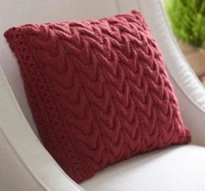 CABLE DESIGN ARAN CUSHION/PILLOW KNITTING PATTERN 16" SQUARE - Picture 1 of 1