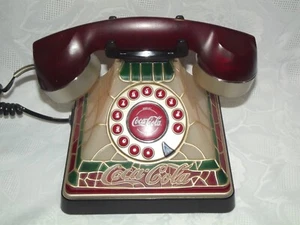 Coca Cola Stained Glass Tiffany Style Lighted Up Telephone  - Picture 1 of 9