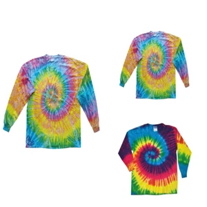 T-shirt girocollo Colortone manica lunga cotone tie-dye TD15M - unisex arcobaleno - Foto 1 di 4