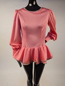 VINTAGE 1970’S BUBBLEGUM PINK SKATING DRESS W SILVER TRIMMED SKIRT - Picture 1 of 4