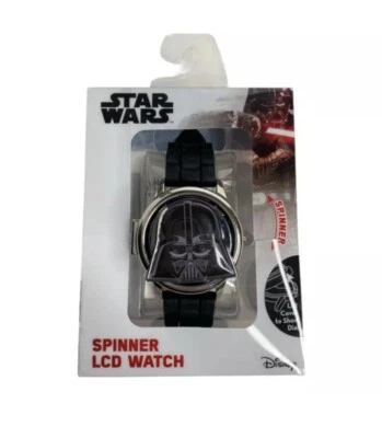 Star Wars Darth Vader Kids Watch SPINS Spinner LCD Black Rubber Band Disney Gift - Image 1 of 4