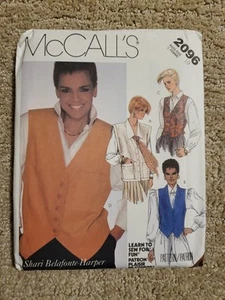 Vintage 80s McCalls 2096 Pattern Misses Sleeveless Vest & Waistcoat , Size 10 FF - Picture 1 of 3