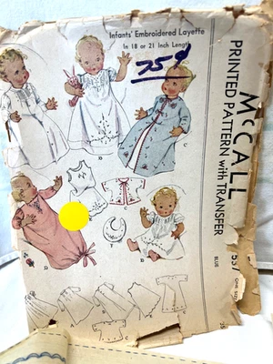 Vintage Infant Pattern Layette Used, McCalls 537 - Image 1 of 2
