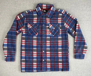 Quiksilver Hemd Herren Large blau rot kariert Fleece Knopfleiste Flanell Taschen - Bild 1 von 10