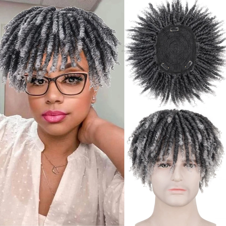 Peruca de trança afro sem nós Hair Toupee para homens e mulheres peças de cabelo Dreadlock - Imagem 1 de 4
