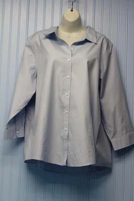 L.L. Bean 100% cotton wrinkle free blue 3/4 sleeve button front shirt 2X - Image 1 of 3