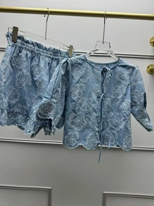 España ANDION BARBARA Retro Manga Burbuja Camisa Con Cordones Chaqueta Pantalones Cortos - Imagen 1 de 23