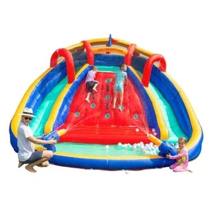 Inflatable Water Double Slides Park, Bounce House with Splash Pool, Large Blow - Picture 1 of 6