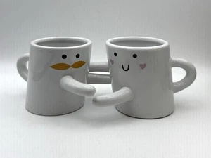 NPW London HIS AND HER Hugging Coffee Tea Mugs Set Love Wedding Anniversary - Picture 1 of 5