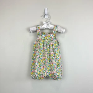 Mini Boden Organic Newborn Overalls Aqua Spring Floral Baby Girl 3-6 Months - Picture 1 of 5