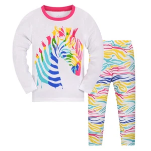 Unisex Pajama Girls and Boys 100 Cotton Long John Pajama Set - Picture 1 of 46