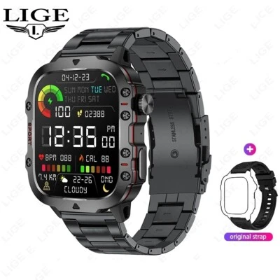 Montre Connectée Intelligente Homme Télephone Smartwatch Santé Cardio Étanche - Photo 1/4