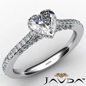 Micro Pave Set Heart Diamond Engagement Ring GIA E Color & SI1 clarity 1.1ctw - Picture 1 of 33