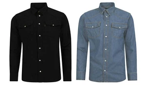 Western Denim Shirt – Classic Jeans Style in Blue & Black | Sizes S to 3XL 1 - Picture 1 of 5