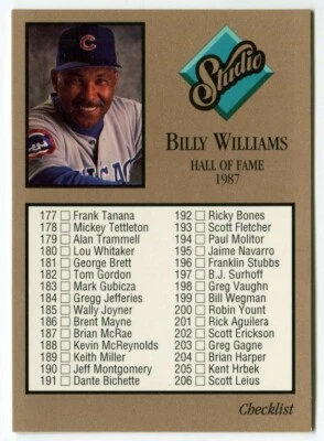 1992 Leaf Studio #263 Billy Williams Chicago Cubs / Checklist - Image 1 of 2