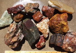 20# Batch MIXED LAPIDARY Rough *Jasper Agate Petrified Wood +Unknowns - Picture 1 of 5