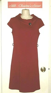 LONDON TIMES Dress Knit Cap Sleeves Collared Deep Red Stretch Zipper Sz 4 *XLNT - Picture 1 of 6