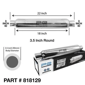 Exhaust Silencer Resonator 3 inch 76mm 3.5 Round x 18 Profusion 304 Stainless - Picture 1 of 12