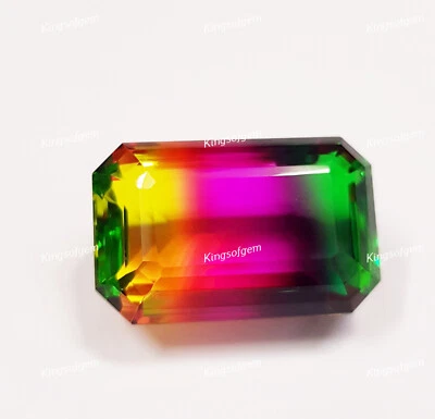 85 Ct Doublet Glass Stone Multi Color Tourmaline Emerald Stone Loose Gemstone - Image 1 of 4