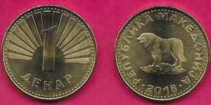 MACEDONIA NORTE 1 DENARIO 2016 UNC 1 AÑO TIPO, SHAR PLANINA PERRO PASTOR IZQUIERDA, FECHA - Imagen 1 de 1