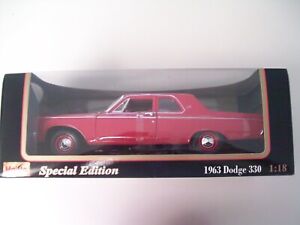 Maisto 1:18 scale 1963 Dodge 330 2 door sedan, red, new, from 2004