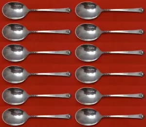 Castle Rose by Royal Crest Sterling Silver Cream Soup Spoon Set 12 pieces 6 1/4" - Picture 1 of 3