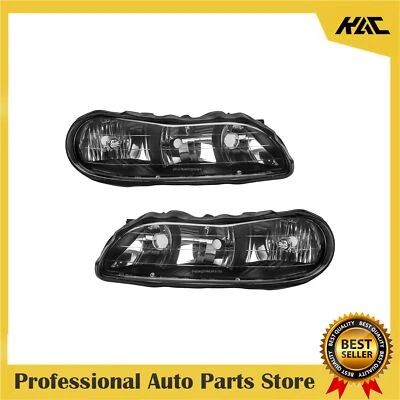 Headlights Assembly For Chevrolet Malibu 1997-2003 Clear Lens Black Housing - Image 1 of 4