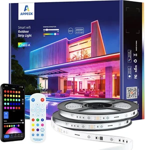 Wifi Outdoor LED Strip Lights Waterproof, 65.6Ft Smart LED Outdoor Lights, RGB+I - Picture 1 of 6