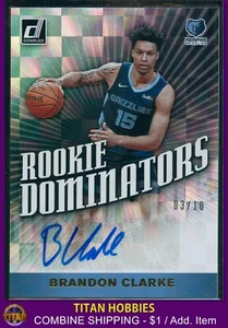 Panini Donruss Dominators 2019 autógrafo dorado #BCL Brandon Clarke automático radiocontrol/10 - Imagen 1 de 2