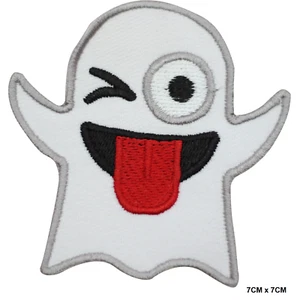 Ghost Emoji Patch Iron On Sew On Embroidered Patch Badge Applique For Clothe - Picture 1 of 2