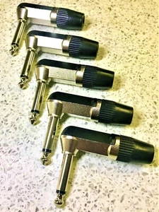 5 X 6,35 mm 1/4 pulgadas PRO METAL resistente ángulo R mono conector enchufe y alivio de tensión - Imagen 1 de 4