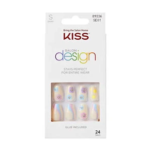 KISS Salon Design, Press On Nails, Get It Girl, Multicolor,Short Coffin,28 Count - Picture 1 of 8