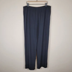 Eileen Fisher taglia L pantaloni in seta gamba dritta larghi vita elastica neri - Foto 1 di 12