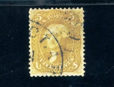 Scott 67b VF-XF Usado EE. UU. 1861 Guerra Civil Jefferson Reparado + Certificado SCV $4.750+ Foto 1 de 3