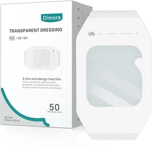 Transparent Film Dressing 50 Packs, Waterproof Adhesive Clear Bandages 4 in X 5 - Picture 1 of 12