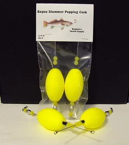6 Bayou Slammer Popping Corks Bobbers Redfish SpecTrout Cobia 1/4 oz Yellow - Picture 1 of 4