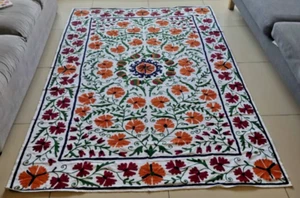 Handgefertigter handbestickter Suzani Wandteppich 90 Zoll Wandbehang Überwurf - Bild 1 von 10