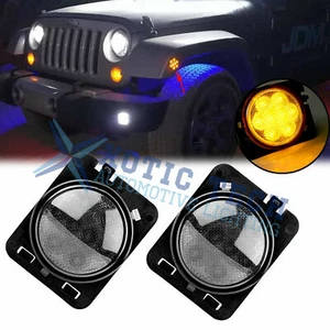 2x Guardabarros delantero ámbar Marcador lateral LED Luz Lente de humo para Jeep Wrangler JK JKU - Imagen 1 de 12