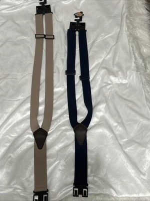 New Dickies Men’s Perry Y-back Adjustable Suspenders Lot Of 2 Blue & Tan - Image 1 of 4