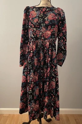 Laura Ashley Vintage Floral Print Dress Size 10 100% Cotton Corduroy, L Sleeve - Image 1 of 4