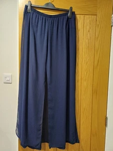 JOANNA HOPE CHIFFON OVERLAY NAVY TROUSERS WITH ELASTICATED WAIST 14 - Picture 1 of 5