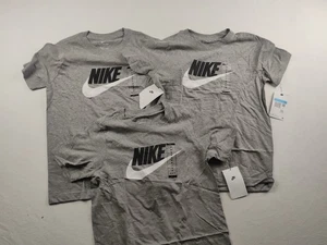 Nike Graphic Print Swoosh Kids Medium Gray T Shirt NWT *Lot Of 3* - Picture 1 of 7