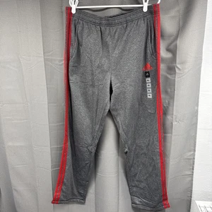 Adidas Men's Climawarm Fleece Comfort Pants - Gray with Red Strip - XL - New - Picture 1 of 12