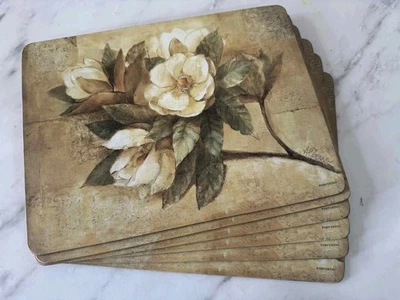 Pimpernel Sugar Magnolia Collection Cork-Backed Placemats Set of 6 Unused No Box - Image 1 of 4