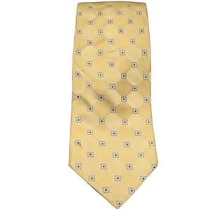 Tommy Hilfiger Silk Tie Geometric Gold Squares Made In USA 58 x 3 Designer Tie - Picture 1 of 6