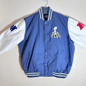 Rare Patriots Giants NFL Super Bowl XLVI Indianapolis 2012 Varsity Jacket Gr. XL - Bild 1 von 21